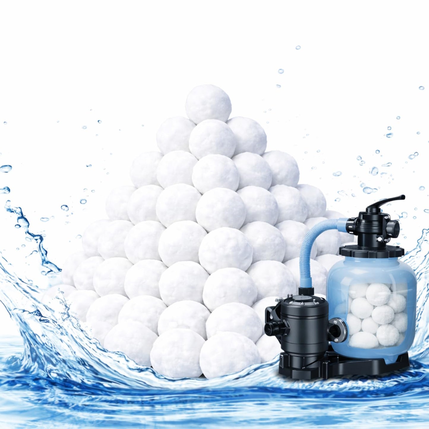Fwxdbwyl 3.1 Lbs Pool Filter Balls for Sand Filter, Eco-Friendly Filter Balls Replace 100 lbs Pool Filter Sand, Lightweight and Reusable Fiber Ball, Pool Filter Media Balls for Swimming Pool