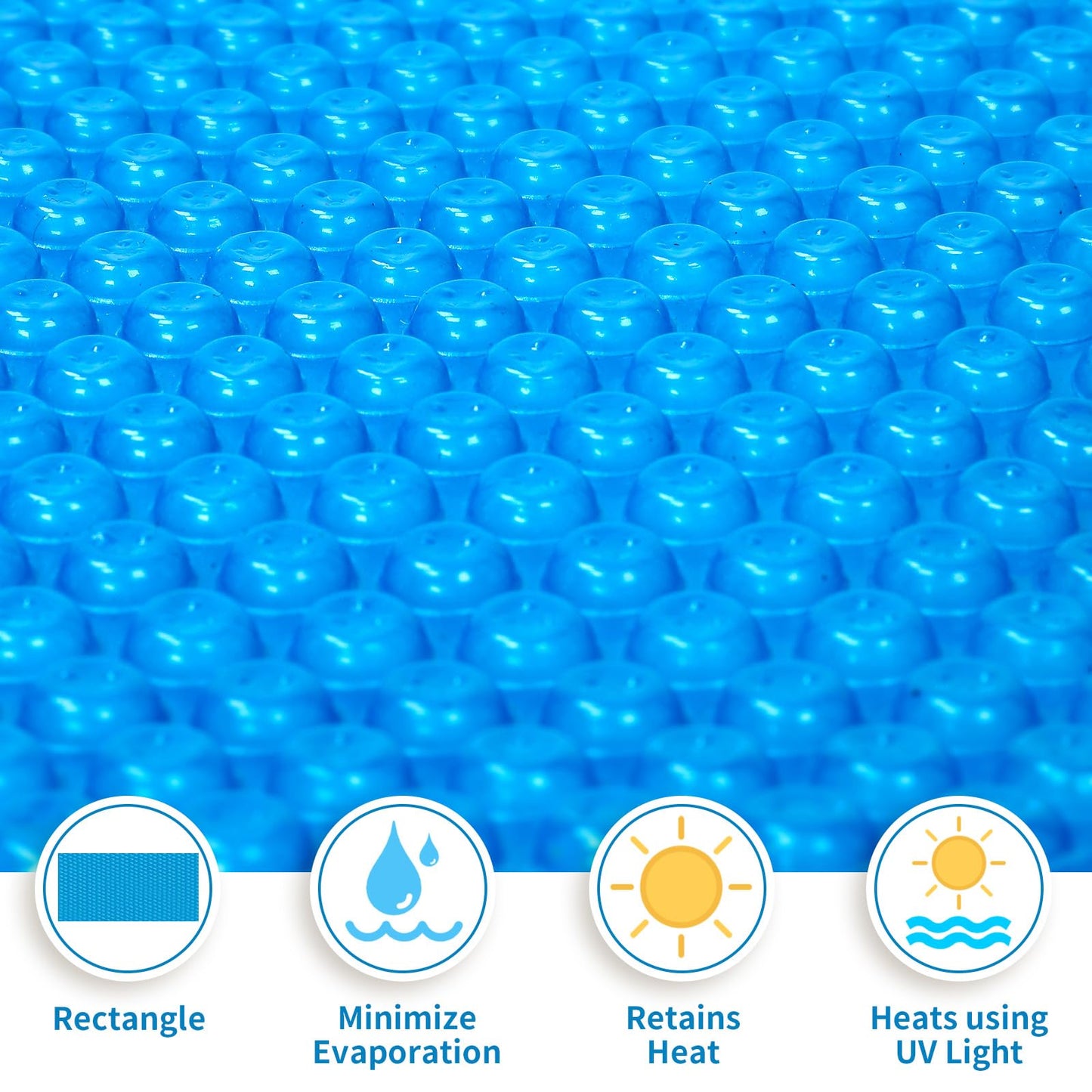 Outvita Solar Pool Cover, 8 Mil Blue Heavy Duty Rectangle Solar Blanket Heaters for Above-Ground and In-Ground Pools(9' x 18')