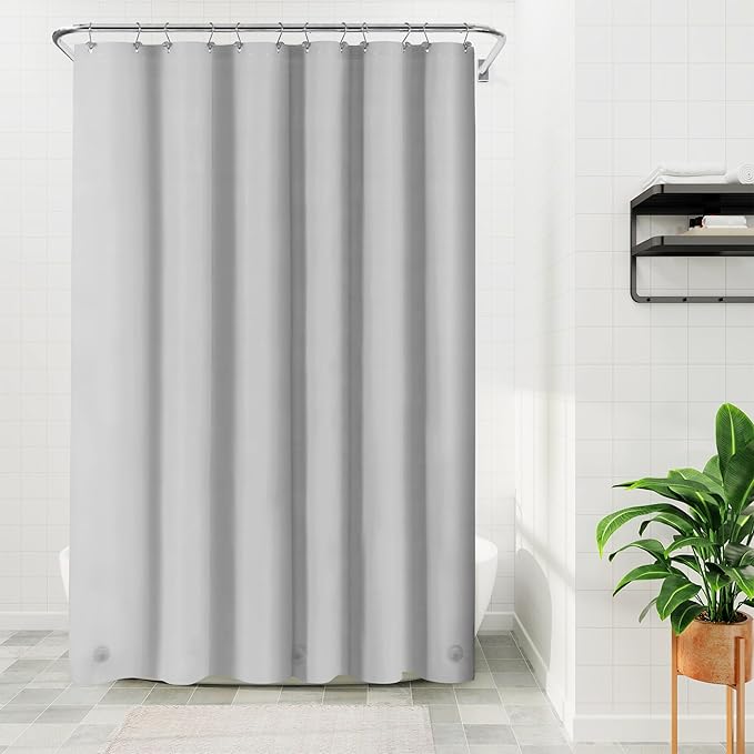 Barossa Design Gray Silver Long Shower Curtain Liner 78" Height - 3 Magnets & Waterproof Lightweight PEVA Shower Liner for Bath Tub, PVC Free, Metal Grommets, Silver Gray, 72x78