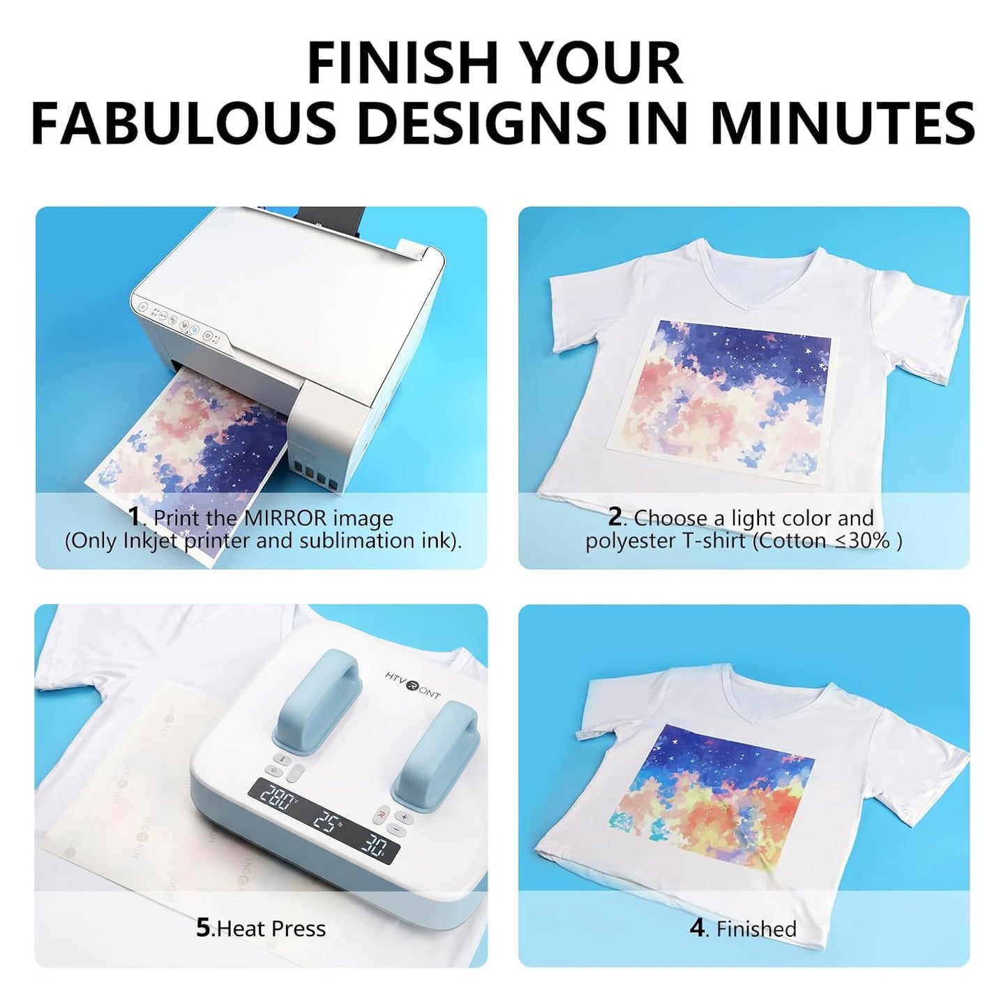 HTVRONT Sublimation Paper 8.5x14 Inches - 150 Sheets Excellent Ink Release Sublimation Transfer Paper for Tumblers, Mugs, T-shirts