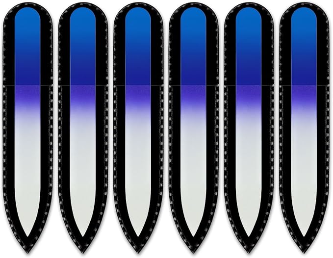 Mont Bleu Rainbow Crystal Nail File in Black Pouch - Small/Purse Size - Czech Tempered Glass - Handmade in Bohemia (Czech Republic)