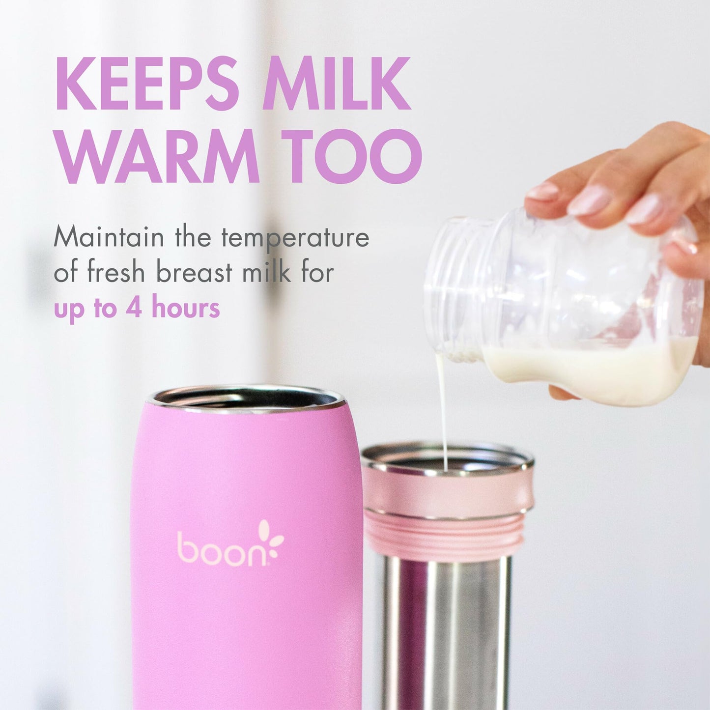 Boon Frosh Portable Breast Milk Chiller - Stainless Steel Cooler and Storage Container - Purple - Keeps Milk Cold for up to 17 Hours