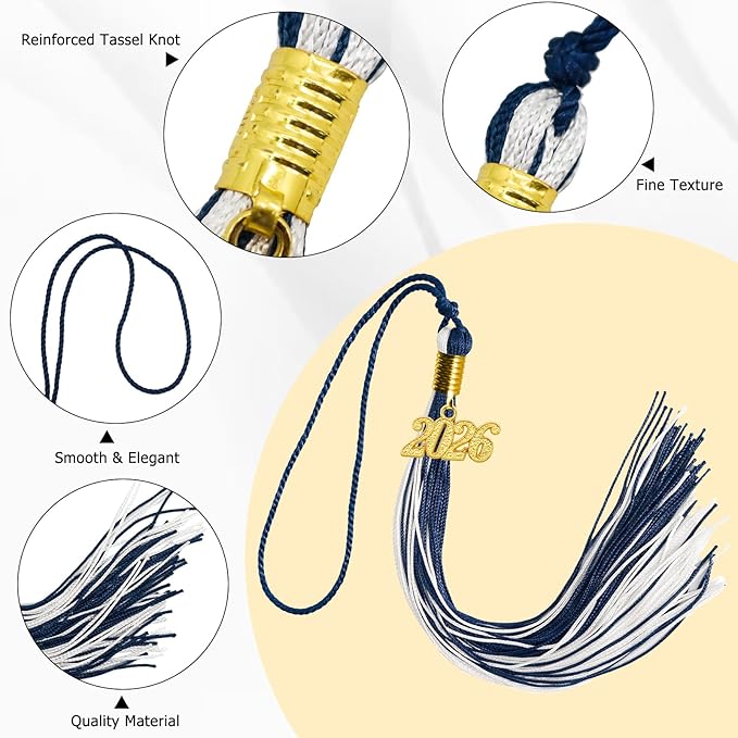GraduationMall Single&Multiple Color Graduation Tassel with 2026 Year Charm 9"