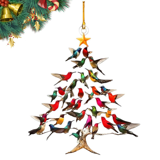 Hummingbird Christmas 2D Acrylic Ornament, 2025 New Stacked Hummingbird Ornament for Christmas, Upgrade Winter Colorful Stack Hummingbirds Home Decor Ornaments (1, Color A)