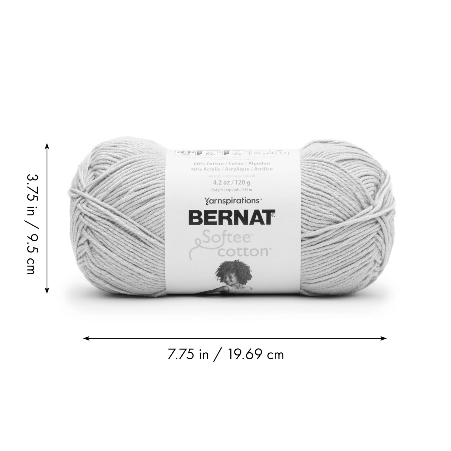 Bernat Softee Cotton Feather Gray Yarn - 3 Pack of 120g/4.25oz - Nylon - 3 DK (Light) - 254 Yards - Knitting, Crocheting & Crafts