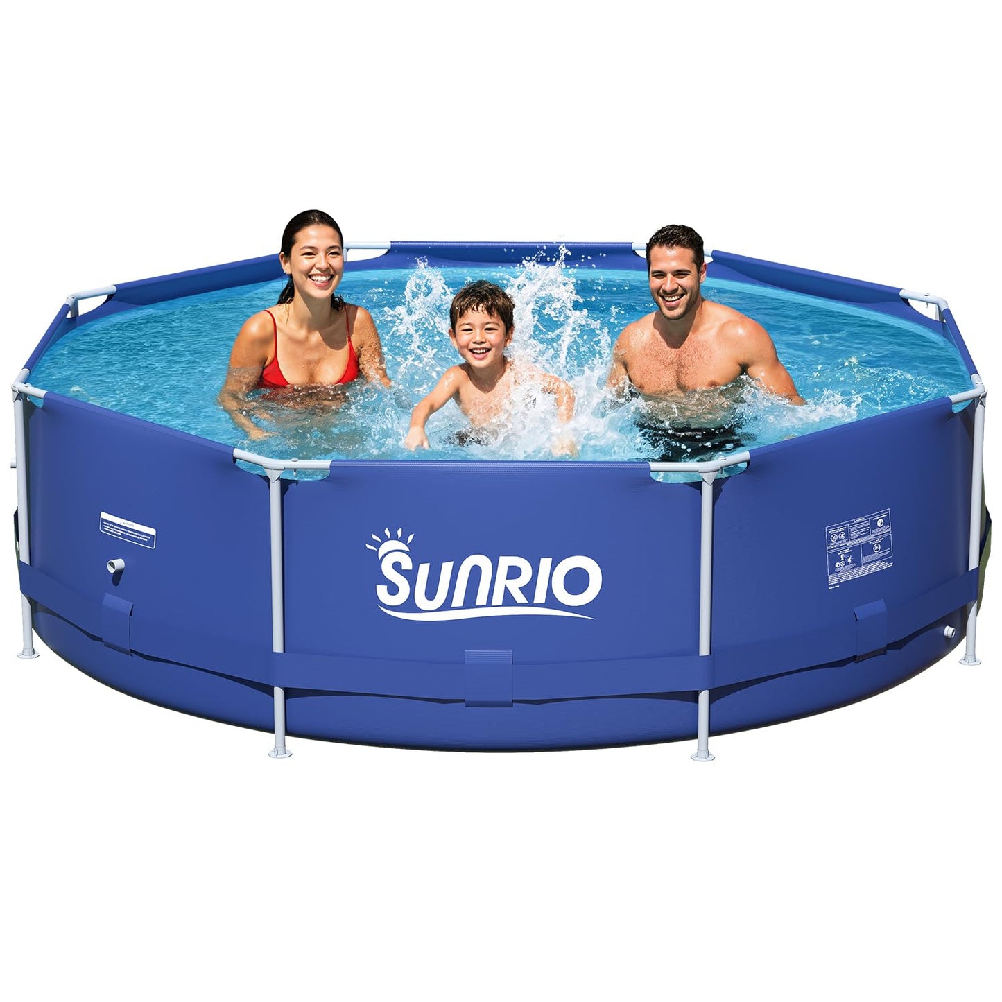 Sunrio Metal Pro 8ft X 30in Round Pool Durable Steel Frame Above Ground Pool for Outdoor Backyard Swimming Pool Suitable Friends Family Adults Kids