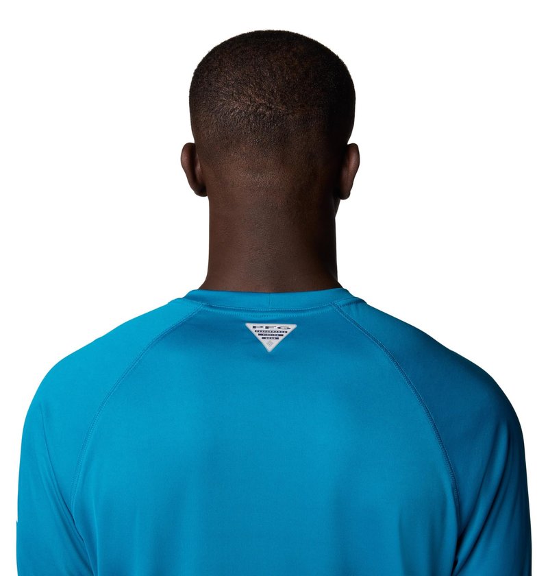 Columbia Men's PFG Terminal Tackle Long Sleeve Fishing Shirt, Blue Echo/White Logo, XX-Large