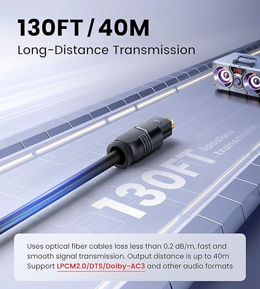 NEWCAER Digital Optical Splitter 1 in 2 Out,SPDIF Toslink Digital Optical Audio Cable Splitter 1x2 Support LPCM2.0 Doldy Digital & DTS 5.1 for Xbox,PS4,PS5,DVD,TV Box,Home Theatre, Receiver,Sound Bar