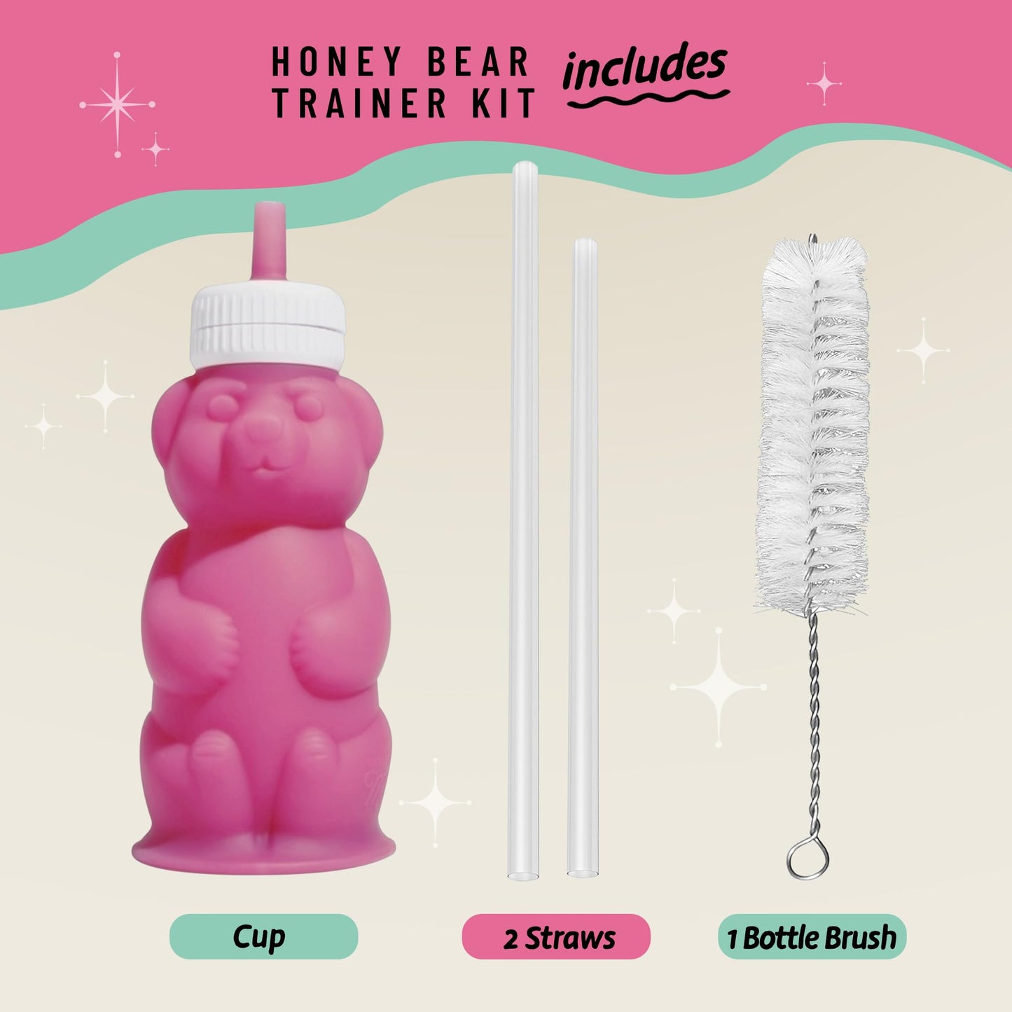 Legendairy Milk Honey Bear Straw Cup for Baby & Toddler, Silicone Squeeze Training Straw Cup, Leak Resistant Baby Sippy Cup with Straw, BPA Free, Dishwasher Safe, Bottle Transition, 8 oz, Green