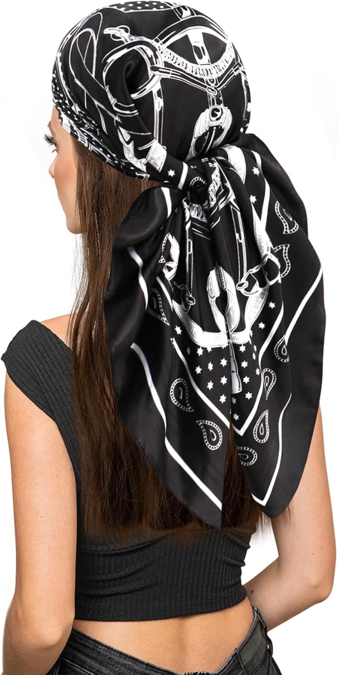 vimate 35" Square Silk Like Head Scarf - Women's Fashion Satin Scarf Bandana for Hair Wrapping at Night.