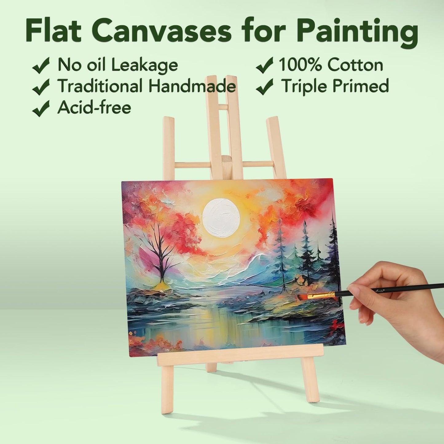 ESRICH Canvas Boards for Painting 32 Pack Art Supplies Paint Canvas 3x5, 4x6, 5x7, 8x10, 9x12, 11x14 Blank Large Canvases for Painting-Cotton Primed Canvas Panels for Acrylic, Oil, Gouache & Tempera.