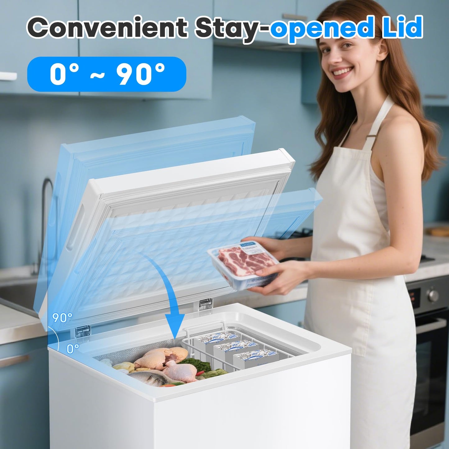 Stopsad 3.0 Cu.Ft Upright Freezer, Small Mini Freezer Hold Up to 85L with Adjustable 7 Thermostat & Removable Shelves, Compact Freezer with Reversible Door, Energy Saving for Home/Apartment/Garage