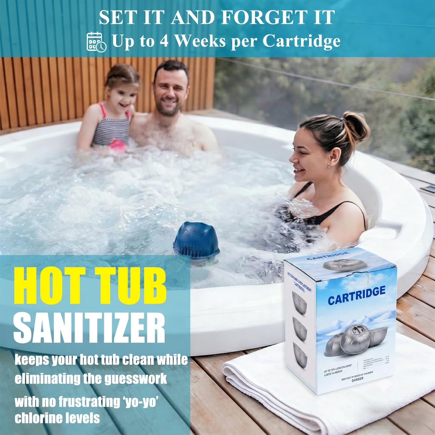 KEWINTANT Hot Tub Replacement Cartridges for Frog Ease Floating System, Fits Up to 600 Gallons, Easy to Install, Long-Lasting Filtration for Clean Water - 3 Pack