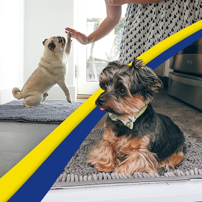 Muddy Mat® | Super Absorbent Door Mat Indoor, Microfiber Quick Dry Chenille Entryway Rug, Non-Slip Front Door Mat, Indoor Mats for Entryway, Machine Washable Pet Rug, Grey 28"x18"