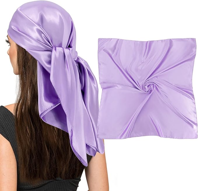 vimate 35" Square Silk Like Head Scarf - Women's Fashion Satin Scarf Bandana for Hair Wrapping at Night.