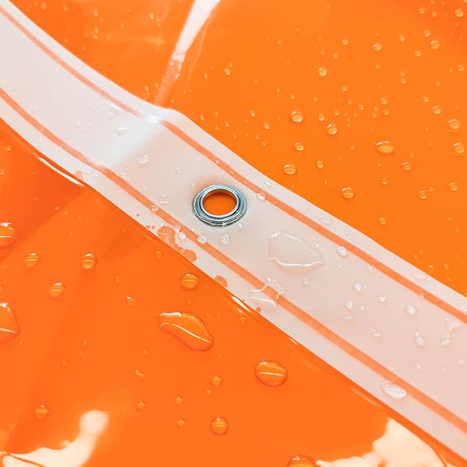 Barossa Design Clear Orange Long Shower Curtain Liner 78" Height - 3 Magnets & Waterproof Lightweight PEVA Shower Liner for Bath Tub, PVC Free, Metal Grommets, Clear Orange, 72x78