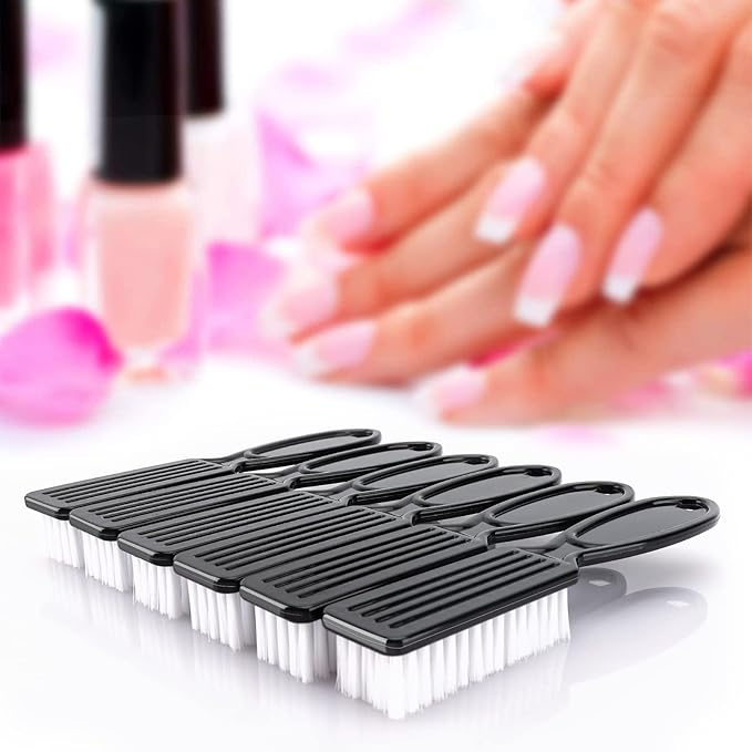 6 Pack Nail Brush Cleaning Nail Dust Brush, HOFASON Nail Brush for Cleaning Fingernails, Handle Grip Nail Brush Cleaner for Nail and Toenail Foot Manicure Pedicure Tools Scrub Brush Men Women (Black)