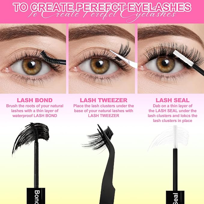 Lash Clusters Kit Cove Eyelash Clusters Manga with Bottom Lashes Anime 100D 150D Individual Lashes 10-18mm Wispy Cluster Eyelash Extensions Spiky D Curl Volume DIY Lash Extension Kit