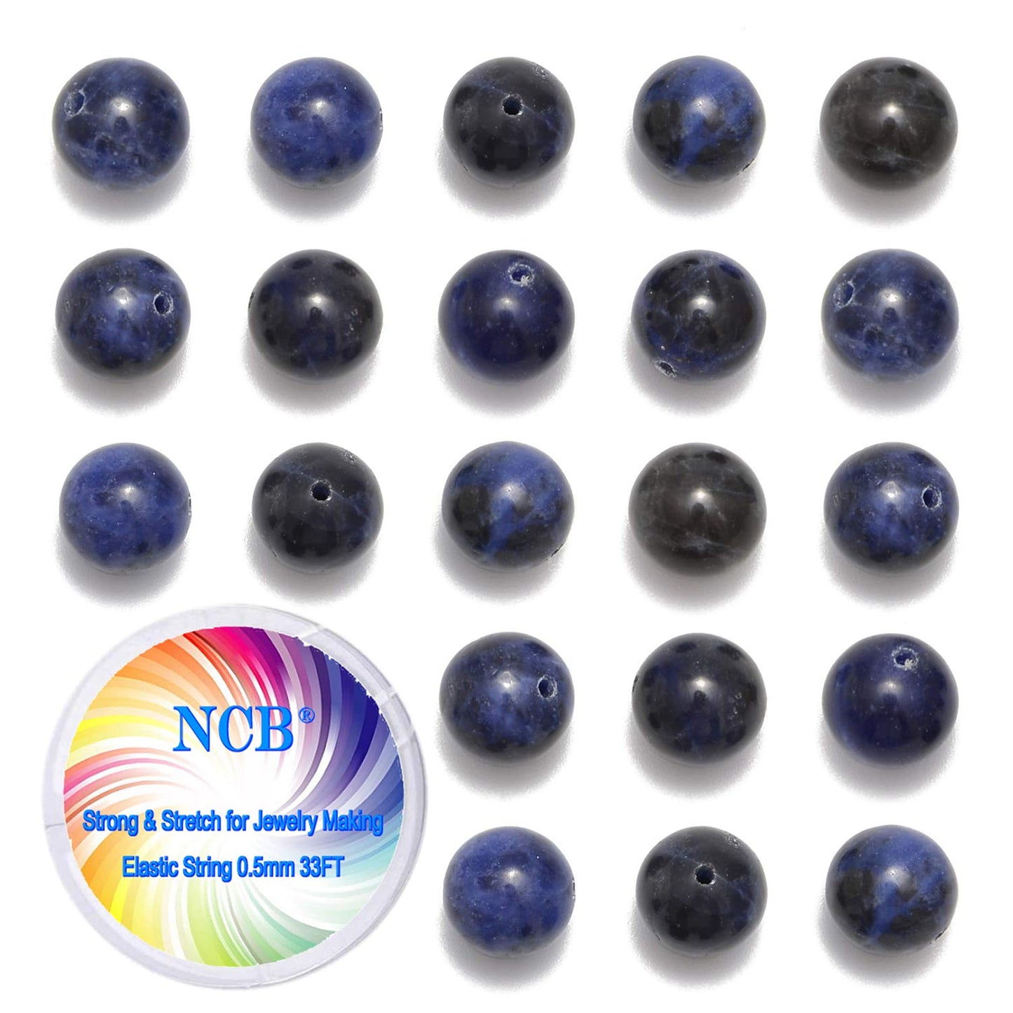 NCB 200pcs 8mm Blue Sodalite Loose Beads for Jewelry Making, Natural Semi Precious Beads Round Smooth Gemstones Spacer Beads Charms for Necklaces Bracelets (Blue Sodalite, 8mm 200Beads)