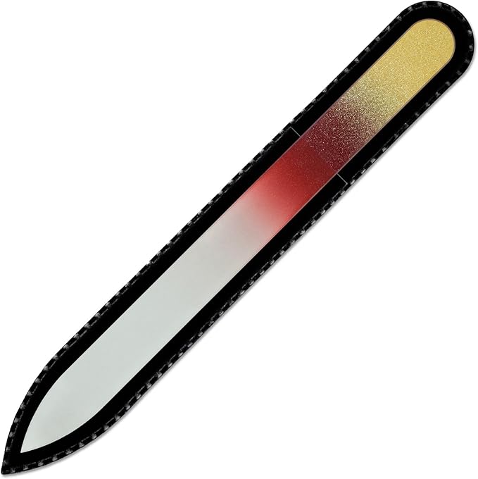 Mont Bleu Rainbow Crystal Nail File in Black Pouch - Czech Tempered Glass - Handmade in Bohemia (Czech Republic)