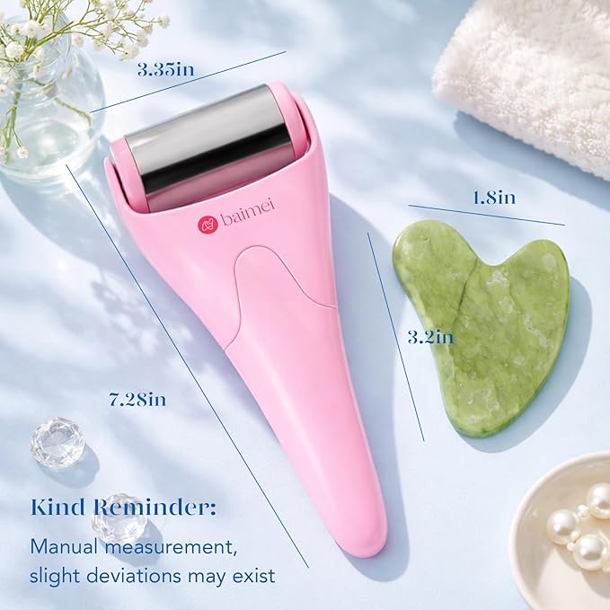 BAIMEI IcyMe Stainless Steel Ice Roller for Face & Gua Sha Facial Tools, Soothes Puffiness, Self - Care Gift for Women