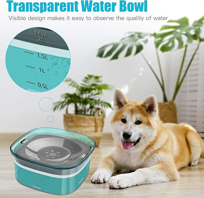 UPSKY 70oz Dog Water Bowl 2L No Spill Dog Bowls Large Capacity Spill Proof Slow Water Feeder, No Splash Dog Bowl Pet Water Dispenser Vehicle Carried Travel Slow Drinking Bowls for Messy Drinkers, Cats