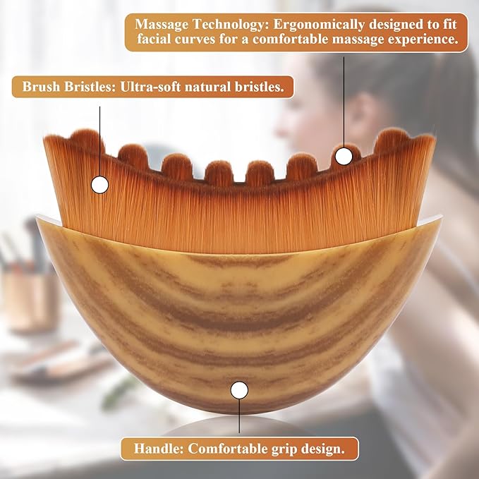 Lymphatic Contour Face Brush for Sculpting, Dry Lymphatic Drainage Massager for Face, Anti-Puffiness, Detox & Lift, Improves Skin Glow & Absorption, and Relieves Fatigue
