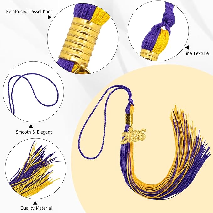 GraduationMall Single&Multiple Color Graduation Tassel with 2026 Year Charm 9"