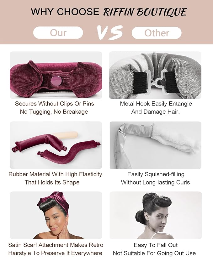Littles Heatless Curls Overnight Rods Velvet Hair Curler to Sleep in No Heat Heatless Curling Iron Foam Sponge Flexi Rods Hair Rollers for Long Short Hair Care Styling Tools