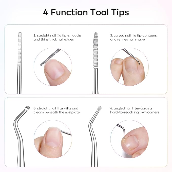 FAMILIFE Stainless Steel Pedicure Kit with Ingrown Nail Lifters, Precision File & Clipper, Multi-Use Cuticle Nippers and Trimmer for Home Foot Grooming and Correction