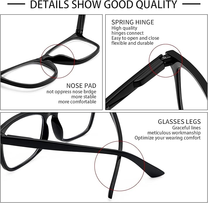 VIDEBLA 5 Pack Blue Light Blocking Reading Glasses,Spring Hinge Readers for Women Men,Anti UV Ray Filter Nerd Eyeglasses