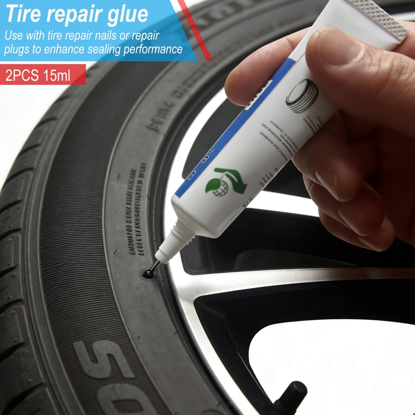 LOGOL 60 Pcs Tire Repair Rubber Nail, Tire Repair Rubber Nail Kit with Tire Glue,Tire Repair Screws are Suitable for Quickly Repairing Punctures in Car, Motorcycle, and SUV Tires