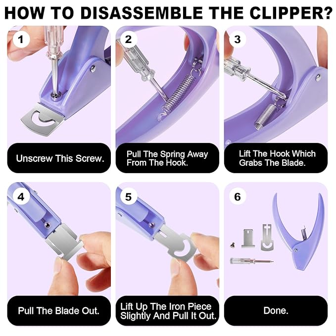 Light Purple Nail Clippers with Magnets Sizers for Acrylic Nails, Artificial Fake Nail False Nail Tip Cutter Trimmer Manicure Pedicure Sharp Blade Clip Tool For Salon Home Art Beauty