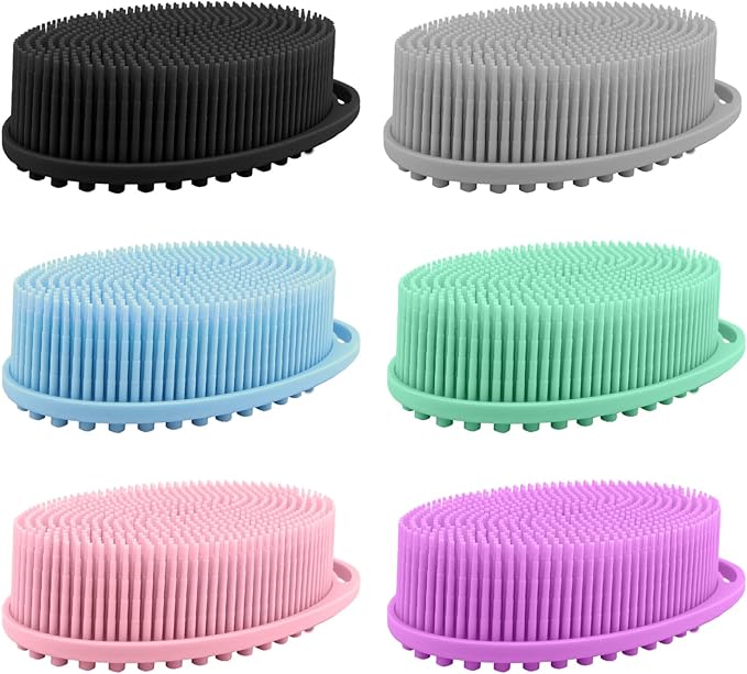 6 Pack Silicone Body Scrubber, Soft Silicone Loofah Exfoliating Body Scrubber Fit for All Kinds of Skin, Clean and Sanitary