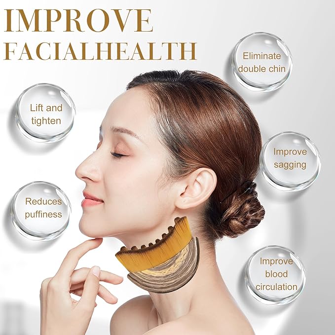 Stainless Steel Gua Sha Tool & Lymphatic Drainage Face Brush Set, Facial Massage Kit for Jawline Sculpting Puffiness Lifting Relaxation, Contour Face Brush with Storage