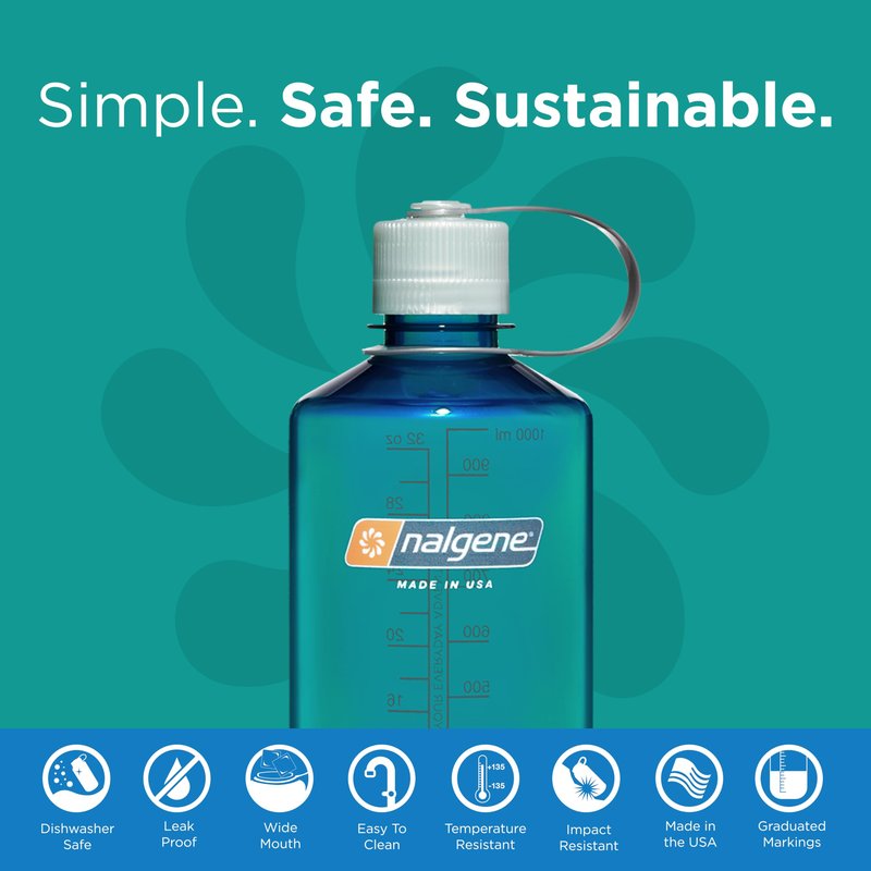 Nalgene Leak Proof Tritan BPA-Free Water Bottle - 32 oz Narrow Mouth - Made in the USA for Outdoor Use & Daily Hydration (Trout) (Pack of 6)