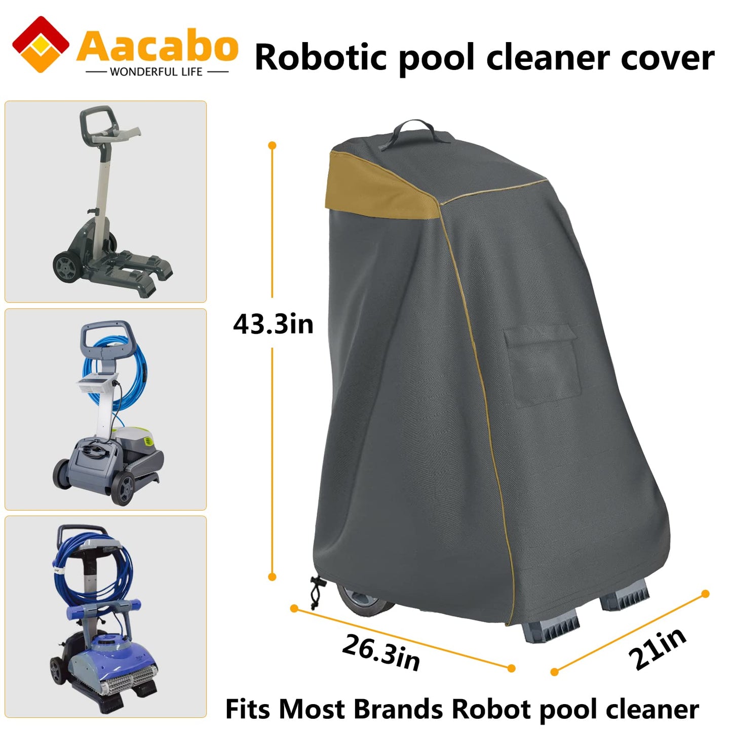 Aacabo Caddy Cover,Robotic Pool Cleaner Cover, Outdoor Waterproof Caddy Cover,Fits Most Brands Robotic Pool Cleaner