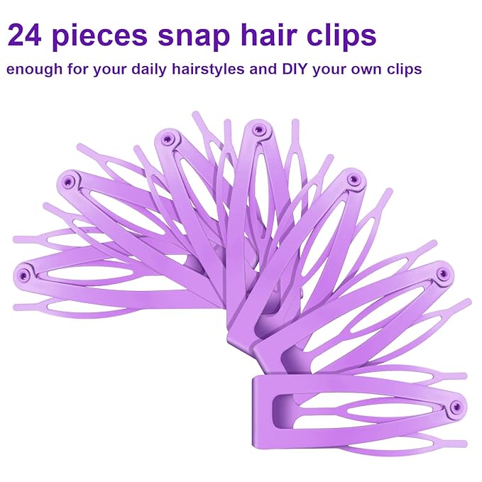Chinco 24 Pcs Double Grip Hair Clips Metal Snap Clips Women Barrettes for Hair Making, Salon Supplies(Light Purple,2 Inch)