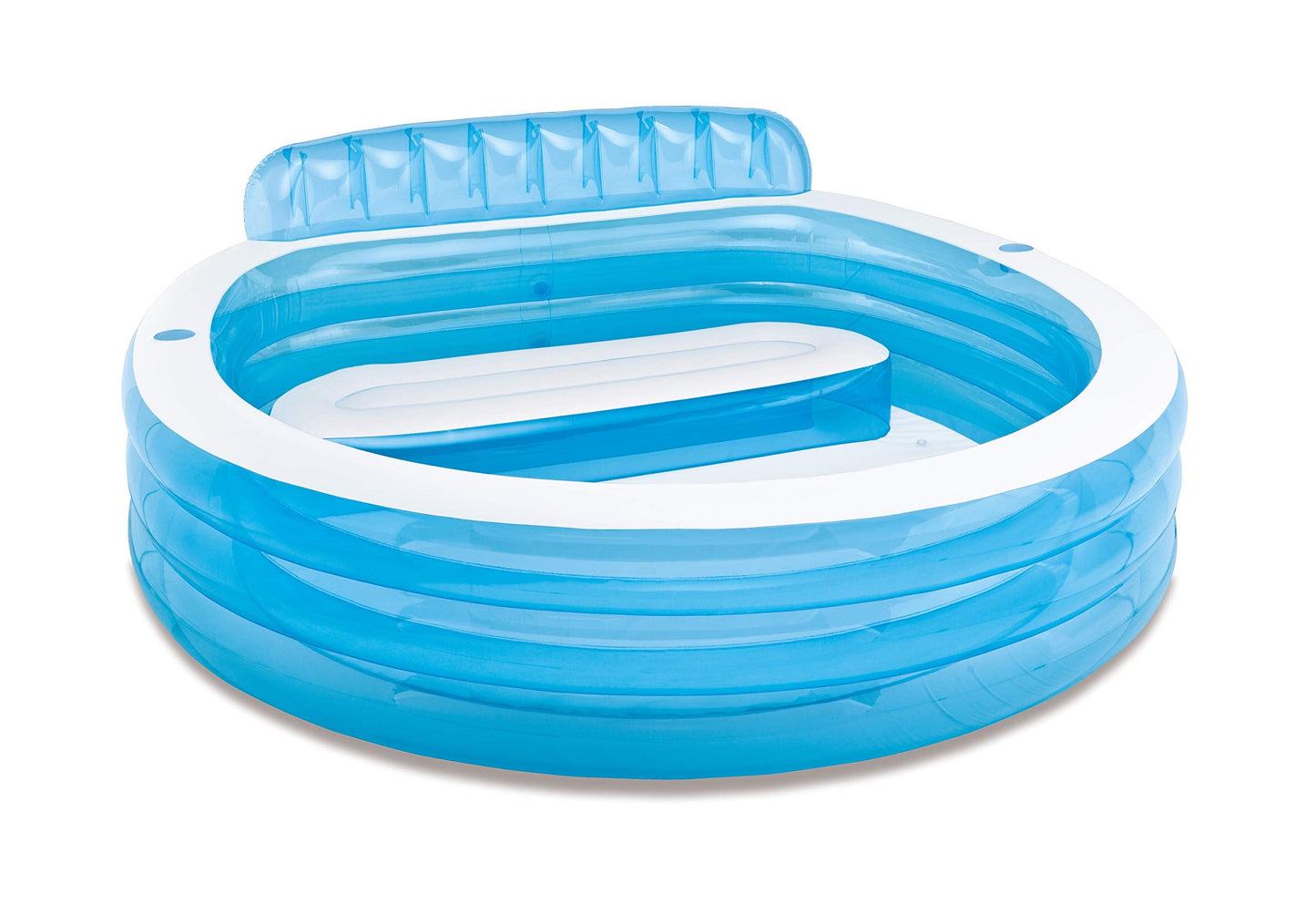 INTEX Swim Center Inflatable Family Lounge Pool: Built-In Bench – Cup Holder – 156 Gallon Capacity – 90" x 86" x 31" – Blue