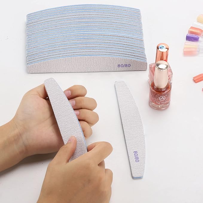 25 Count Coarse Nail Files 80/80 Grit, Reusable Rough Nail Files Double Sided Emery Boards for Acrylic Nails