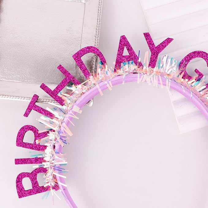 CIEHER Purple Birthday Girl Headband Birthday Crown for Women Girls