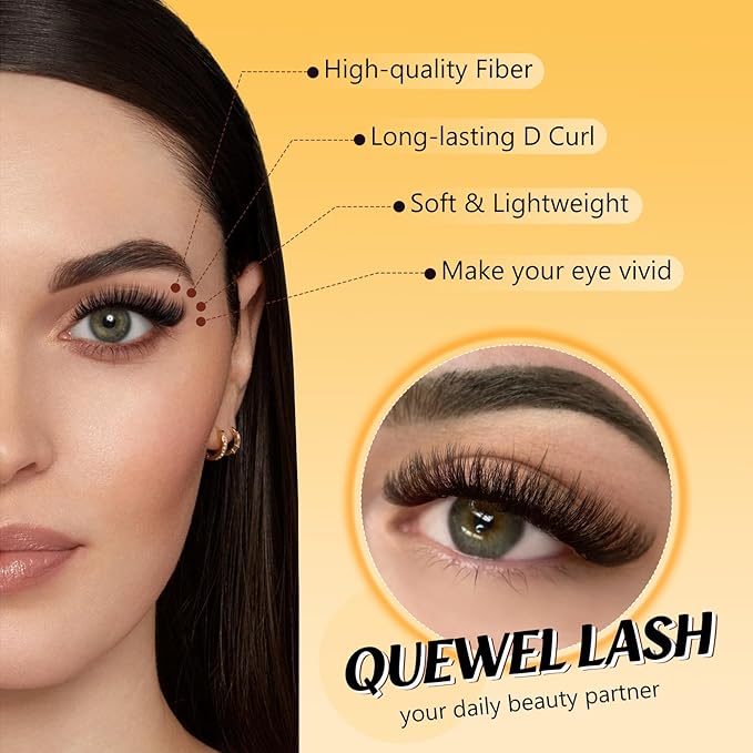 QUEWEL Lash Clusters, Cluster Lashes 30D+40D+50D Eyelash Clusters D Curl Individual Lashes 10-16mm Cluster Eyelash Extensions Create Kinds of Beauty Look (DH-30D+40D+50D)