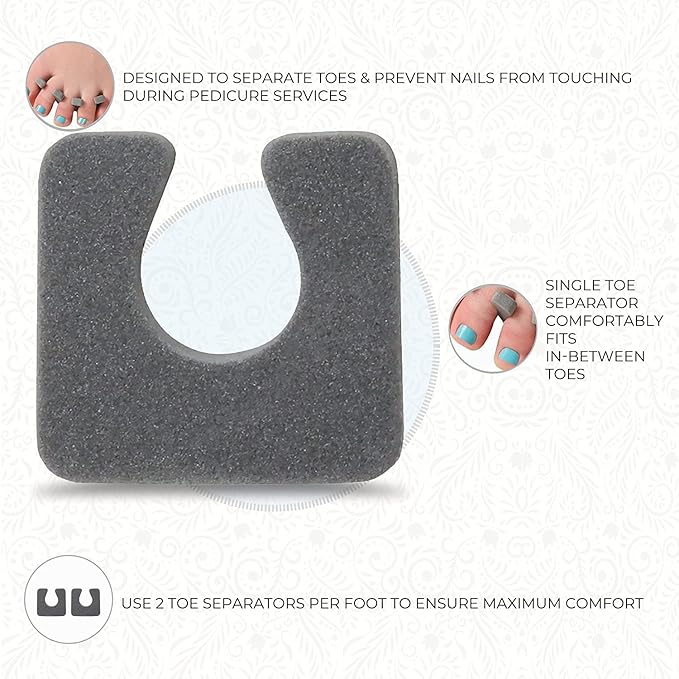 ForPro Professional Collection Sole Toe, Luxurious Foam, Individual Toe Separators for Pedicures, Cool Grey, 144-Count