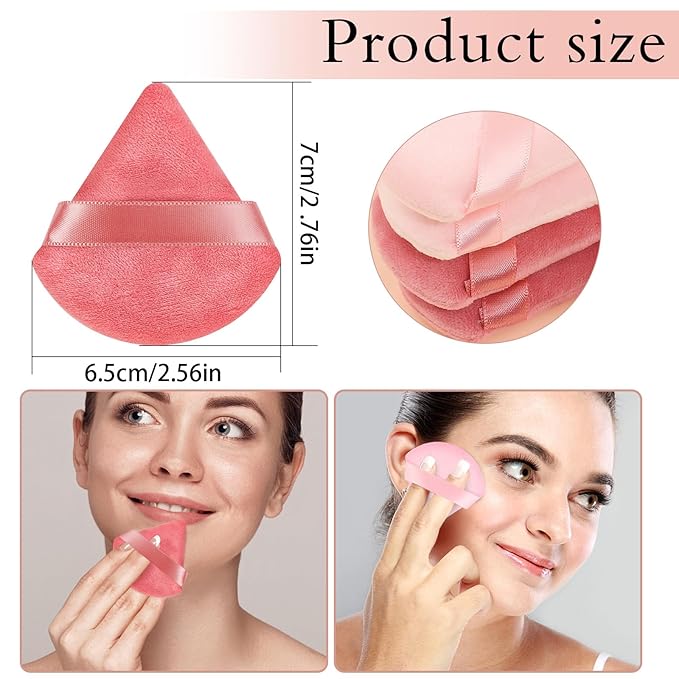 Pimoys 6 Pcs Powder Puff, Pink Gifts for Women Face Soft Triangle Makeup Puff Velet Makeup Sponge for Loose Powder (Pink)