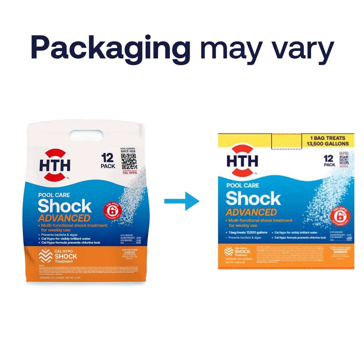 HTH 52037R Pool Care Shock Advanced, Swimming Pool Chemical - Cal Hypo Formula, Prevents Bacteria & Algae, Restores Crystal Clear Water - Shock Treatment, 1lb (12 Pack)