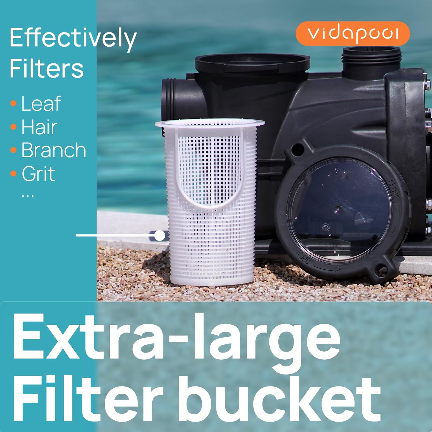 VIDAPOOL In/Above Ground Pool Pump Self Primming High Flow,Dark Grey