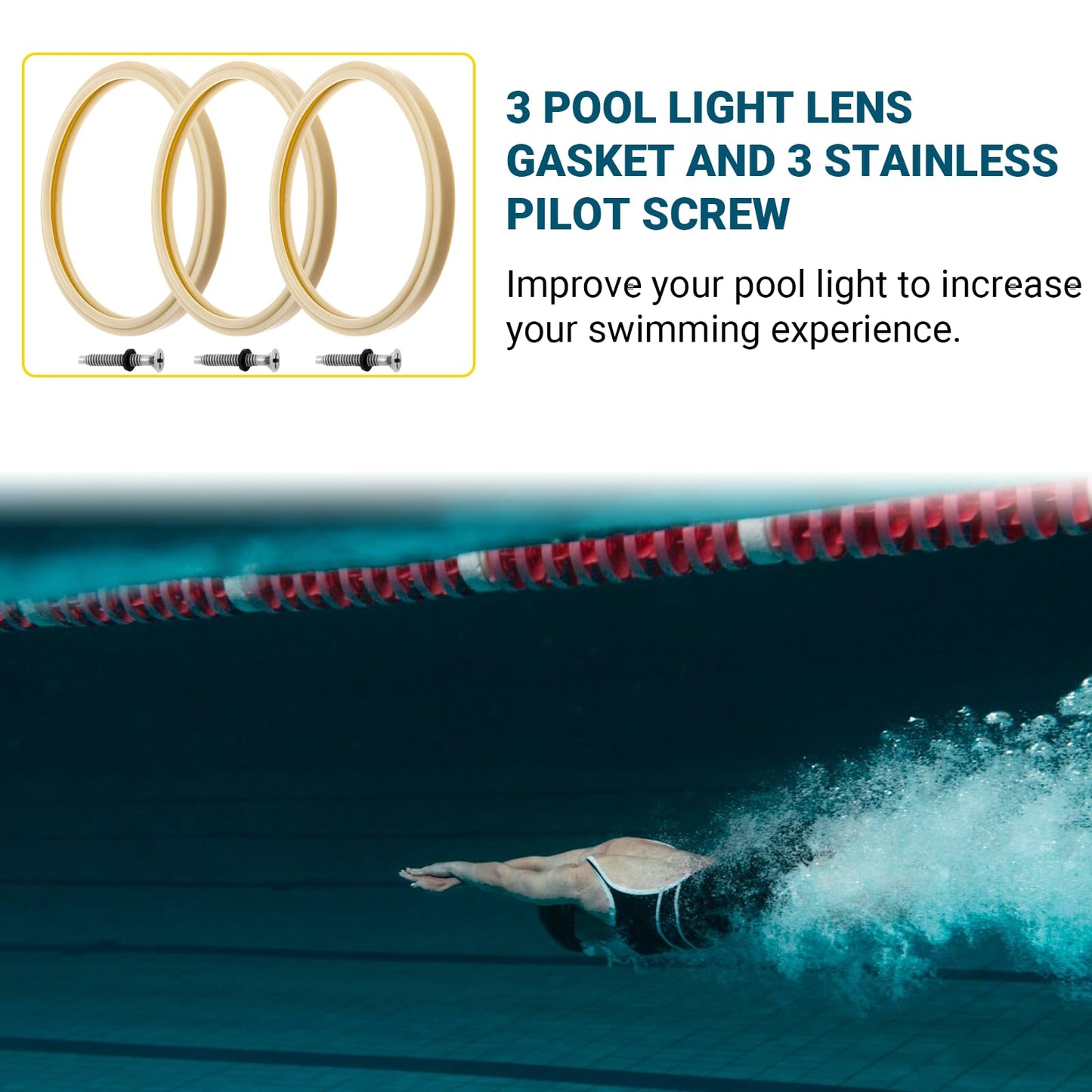 AR-PRO 8 3/8" Pool Light Lens Gasket - Exact Replacements for Pentair Part Numbers 79101600Z and 79104800 - Works with Pentair IntelliBrite, AmerLite, and SAM Amerlite Lights，Set of 3