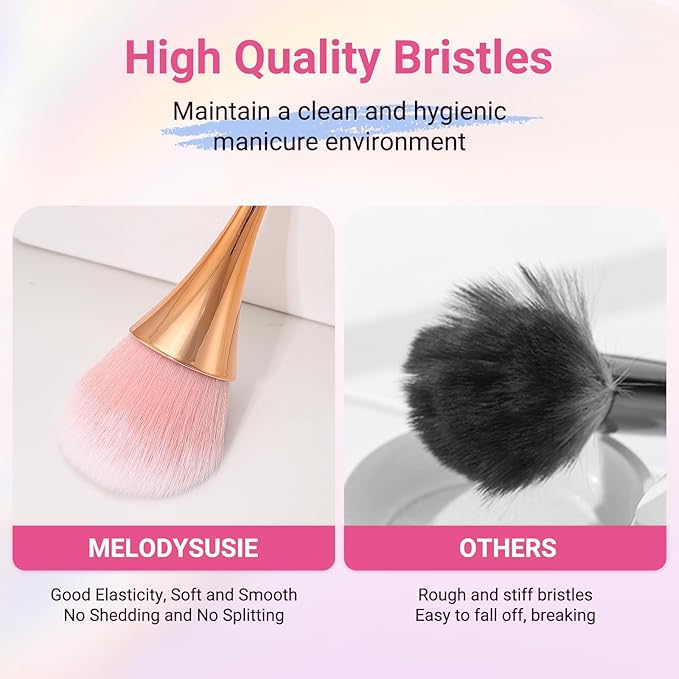MelodySusie Orange-Pink Nail Art Dusting Brush, Dust Collector, Blush & Powder Makeup Brush, Acrylic Nail Tool