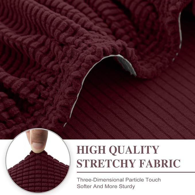 Couch Cushion Chaise Lounge Cover Washable Separate Seat Chaise Couch Cover Stretch Sectional Sofa Slipcover (1 Piece for Chaise or Sofa 3-Seater, Burgundy)