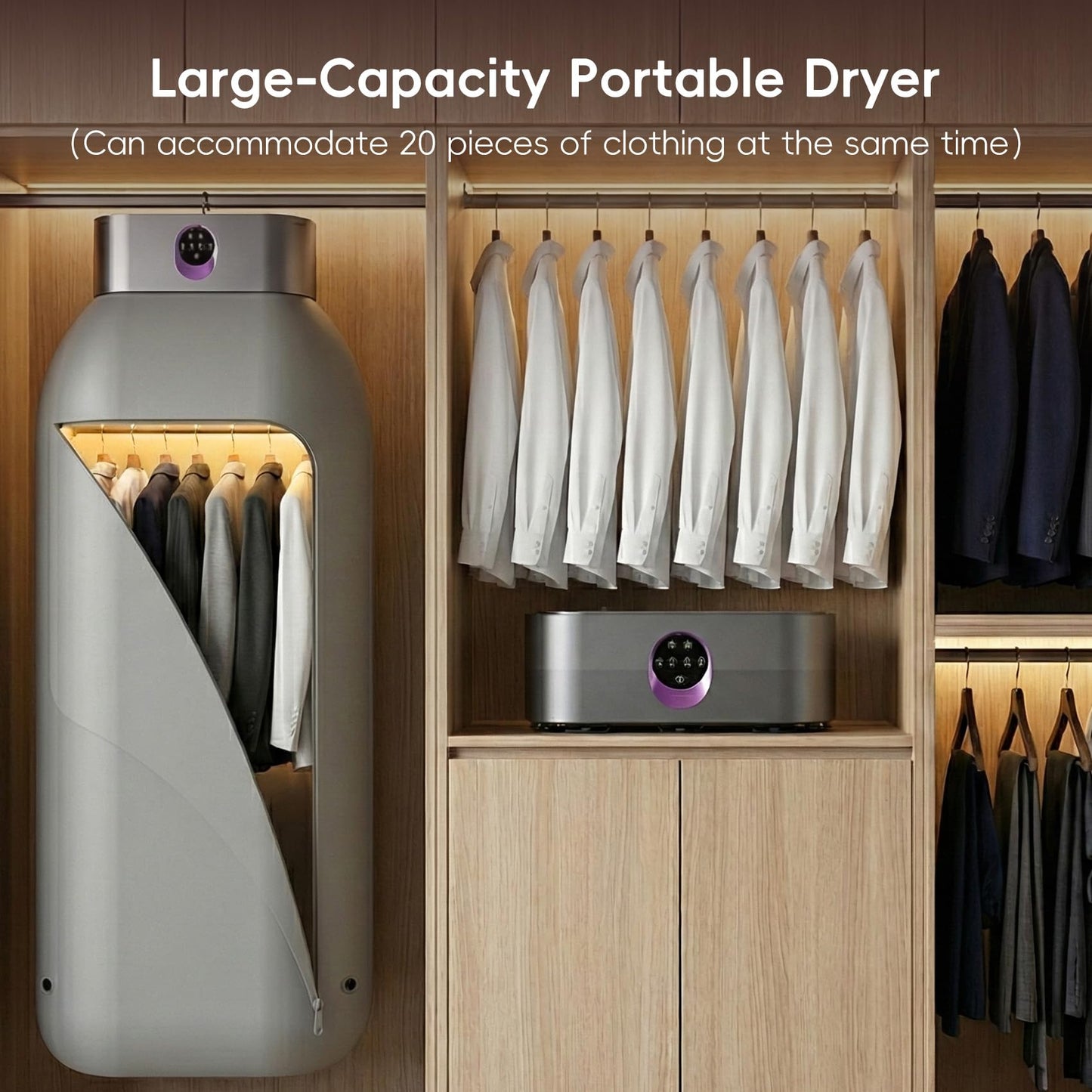 Bullro Mini Travel Clothes Dryer, Mini Travel Clothes Dryer with Remote Control, Portable Clothes Dryer for Travel with Drying Bag, For Apartment, Dorms, RVs, Camping, Quick-Dry Clothes Essentials